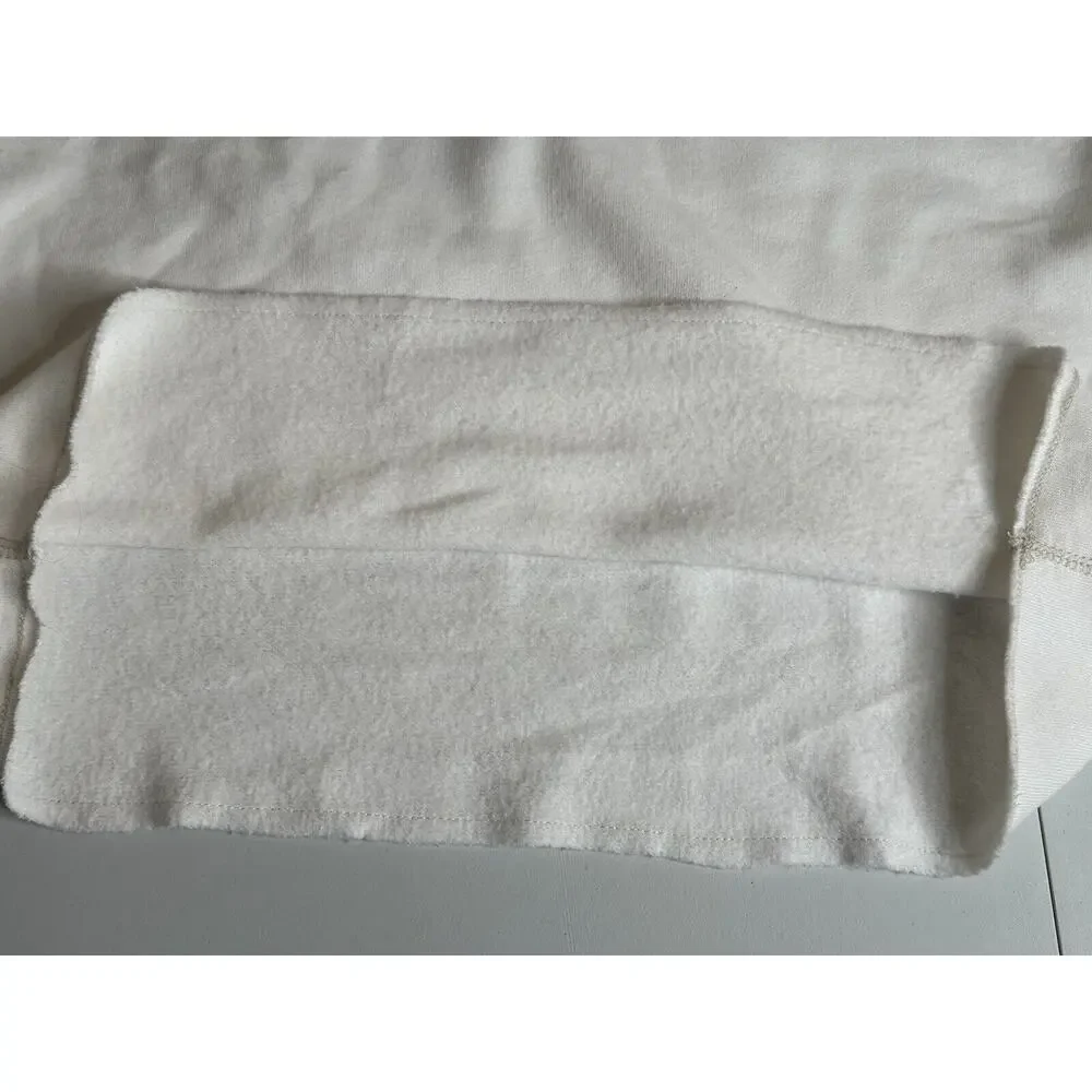 Abercrombie and Fitch Cream Cropped Hoodie XS Embroidered‎ Logo Pullover